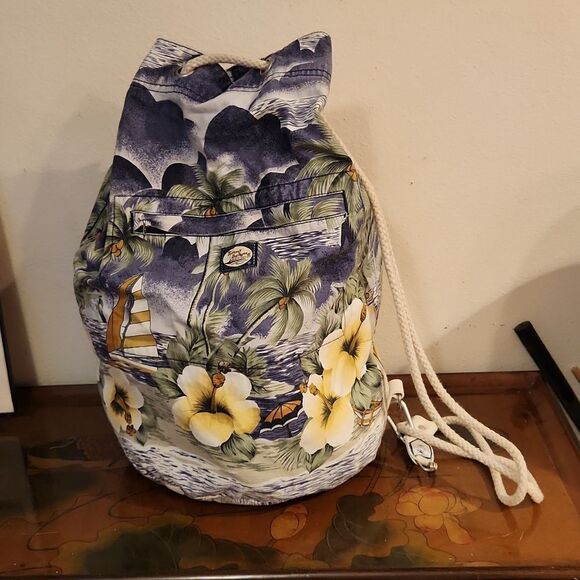 Rare 90' Tommy Bahama Tropical Hawaii Drawstring Tote Bag - Picture 1 of 13